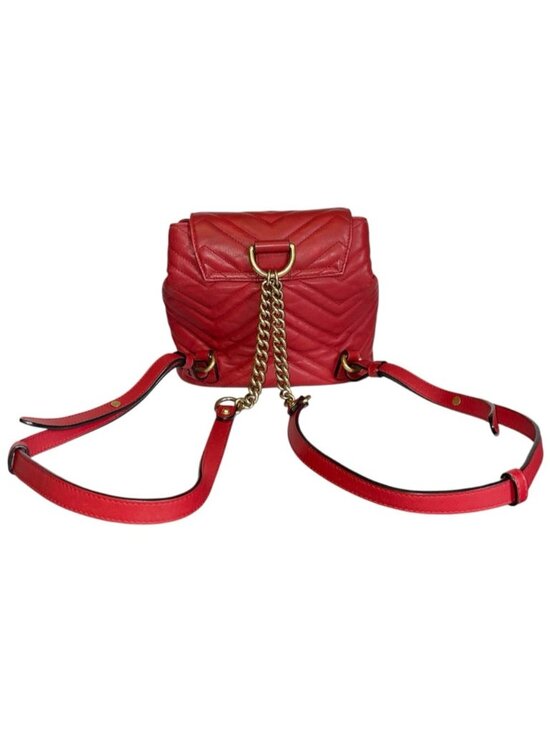 Gucci GG Marmont Matelassé Leather Mini Backpack Red Drawstring Made in Italy main image 12